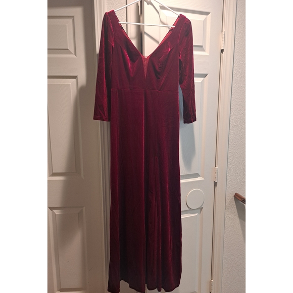Ever Pretty Long Sleeve Burgundy Dress - Picture 1 of 4
